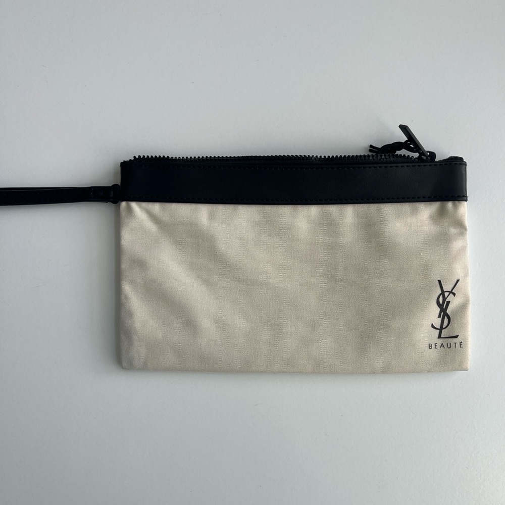 YSL Beauty Pouch Cream Black Cosmetic Bag
